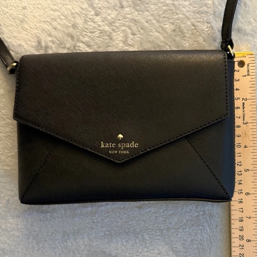 Kate Spade Black Saffiano Leather‎ Crossbody Bag Envelope Flap Small Purse